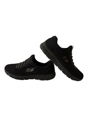 Skechers Memory Foam Wide Fit Sneakers Black Slip On Womens 9.5
